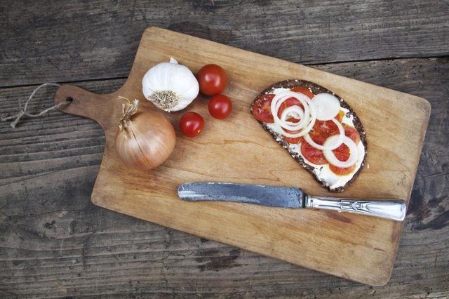 Sandwich on a chop block.