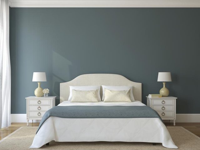Bedroom wall painted lagoon blue