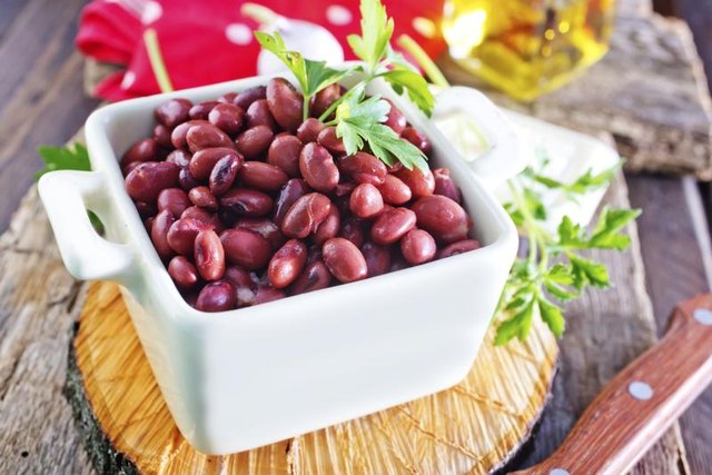 Small bowl filled with red beans.