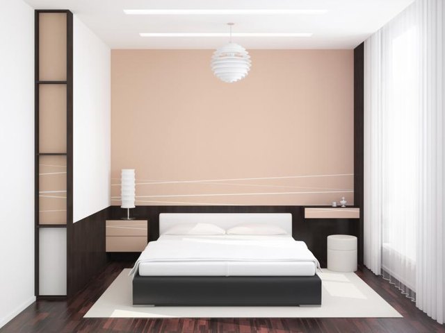Bedroom with soft pink paint on wall