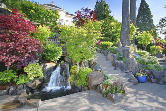 Waterfalls add interest to large and small gardens.