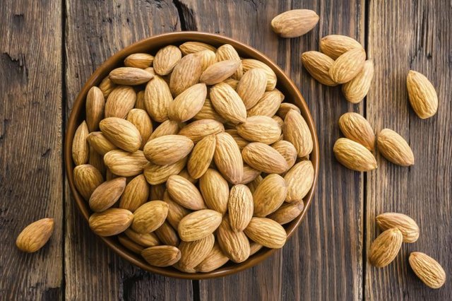 Small bowl of almonds.