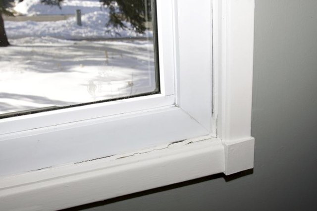 Close-up of a corner of a window frame