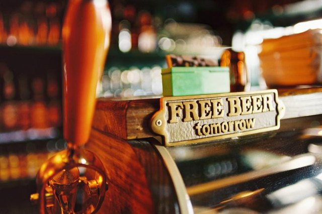 The beer tap at an Irish pub.