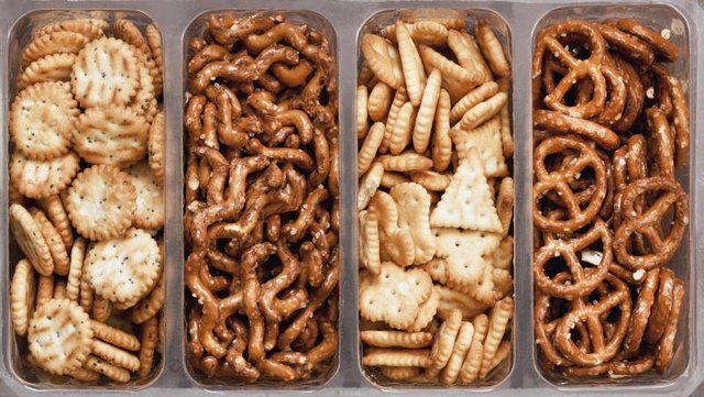 Pretzels and crackers