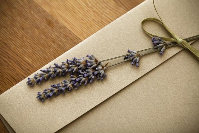 Lavendar sprigs on envelope