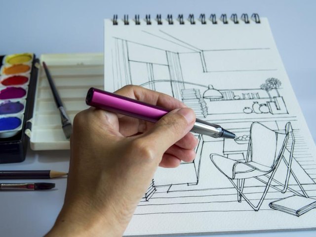 Drawing in sketchbook