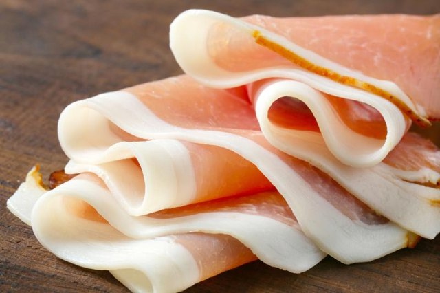 Slices of cured ham.