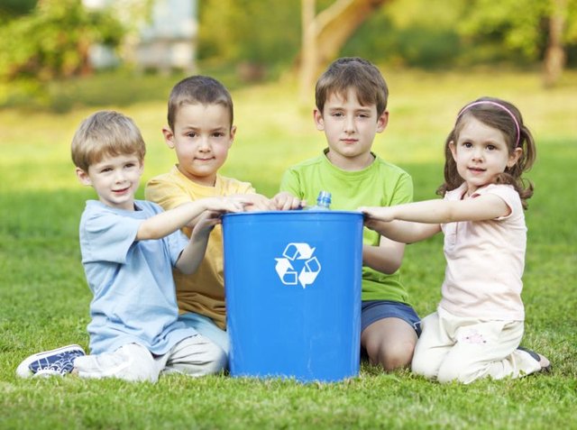 Students picking up trash.