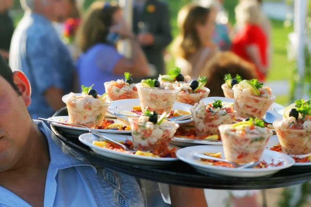 Seafood being served at a party.