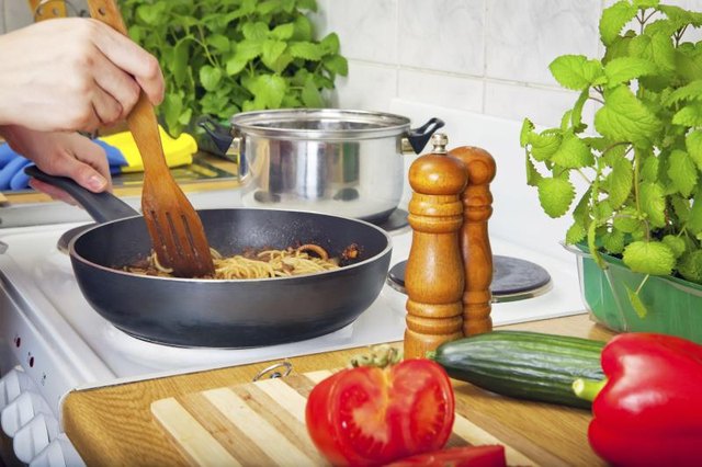 Preparing a dish.