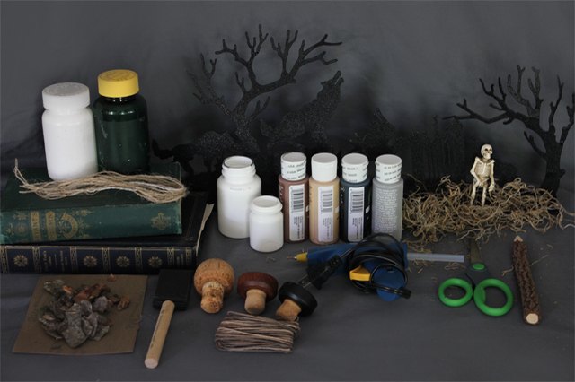 Supplies needed to make witch's jars