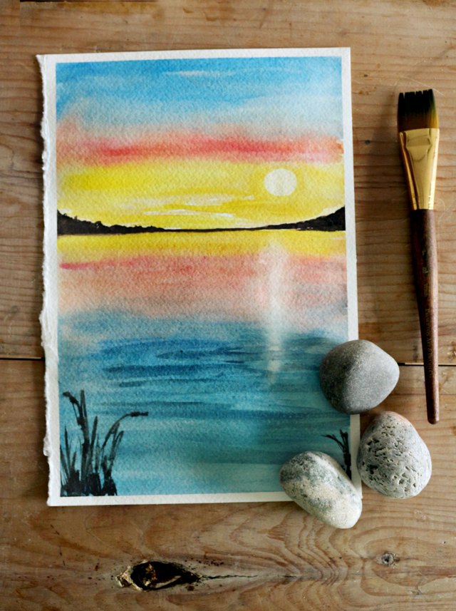 如何用水彩画画日落