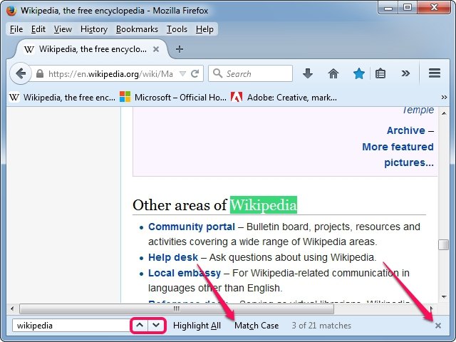 how to search a page for key words
