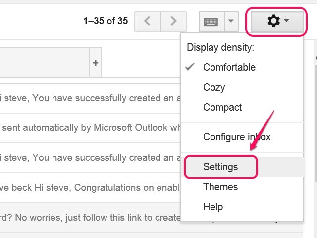 email settings for gmail in outlook