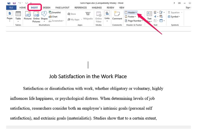 how to add running head in word 2010