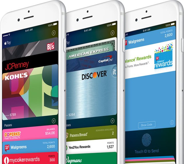 The various cards kept in the Wallet app on iOS 9.