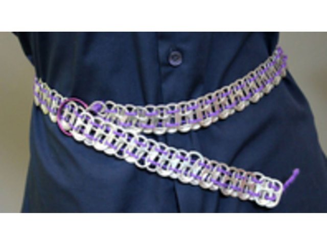 A fashionable pop tab belt A fashionable pop tab belt