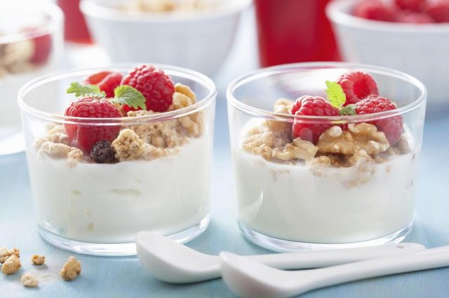 Small cups of yogurt. Small cups of yogurt.