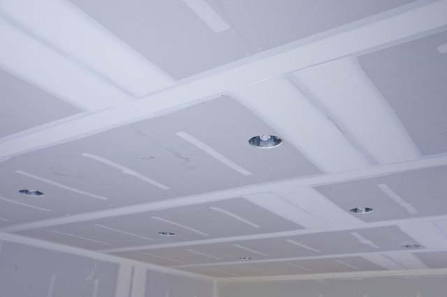 Ceiling with recently installed drywall. Ceiling with recently installed drywall.