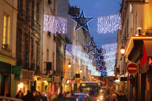 Christmas lights in Paris, France. Christmas lights in Paris, France.