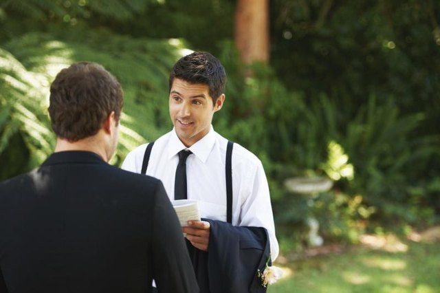 Men in a wedding party. Men in a wedding party.