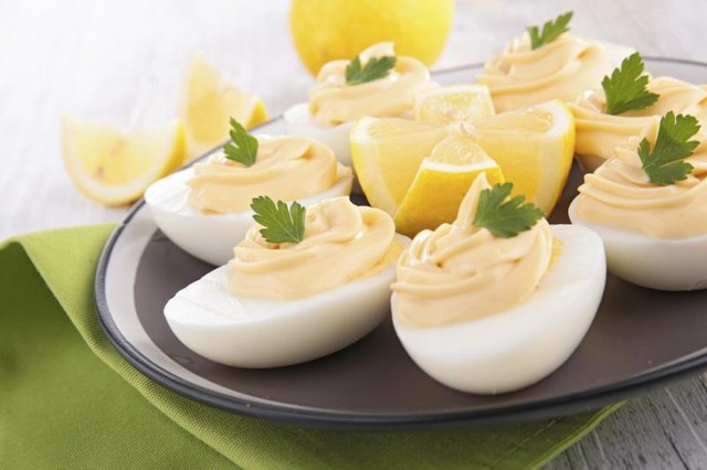 Small plate of deviled eggs. Small plate of deviled eggs.