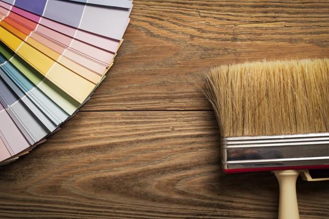 Paint brush with paint swatches. Paint brush with paint swatches.
