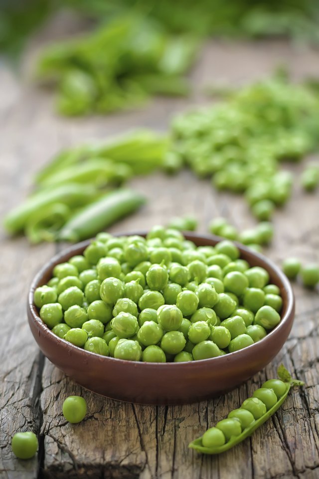 Small bowl of green peas.