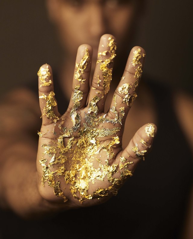 gold leaf paper on hand