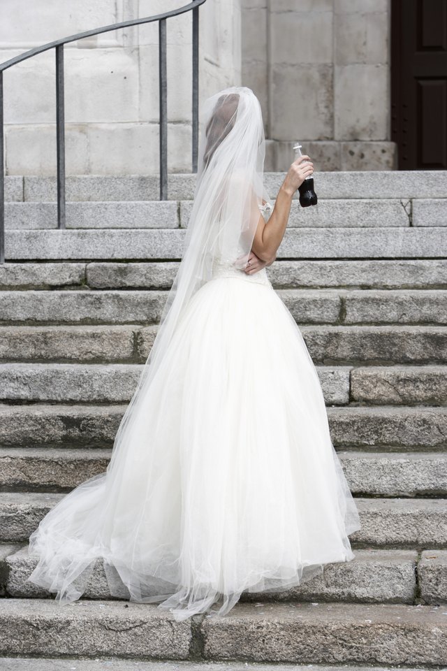 Tulle is often used under wedding dresses to help them poof outward.