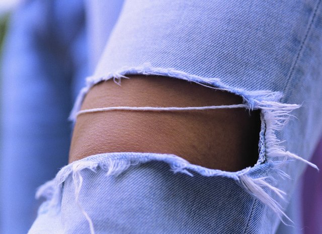 Create your own holes in your jeans using a steak knife or a cheese grater.