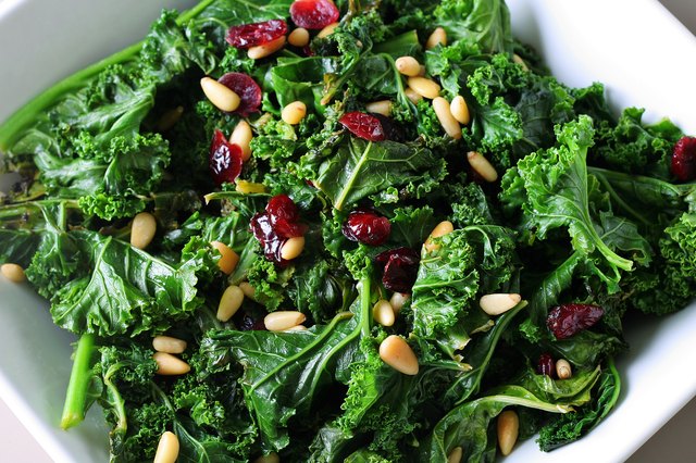 The vitamin A in leafy greens, like kale, benefits your skin.