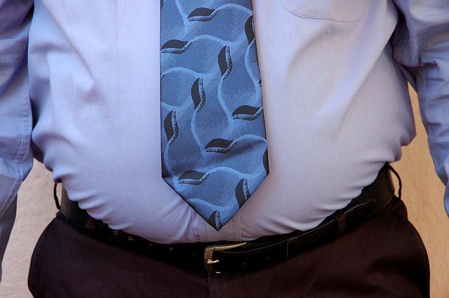 An overweight businessman.