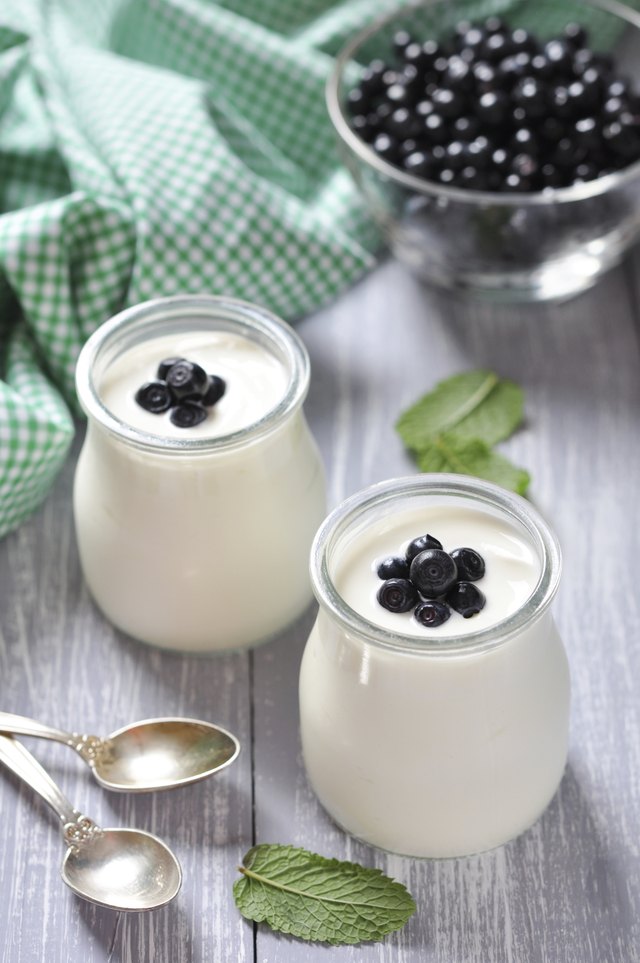 Yogurt topped with fresh blueberries Yogurt topped with fresh blueberries