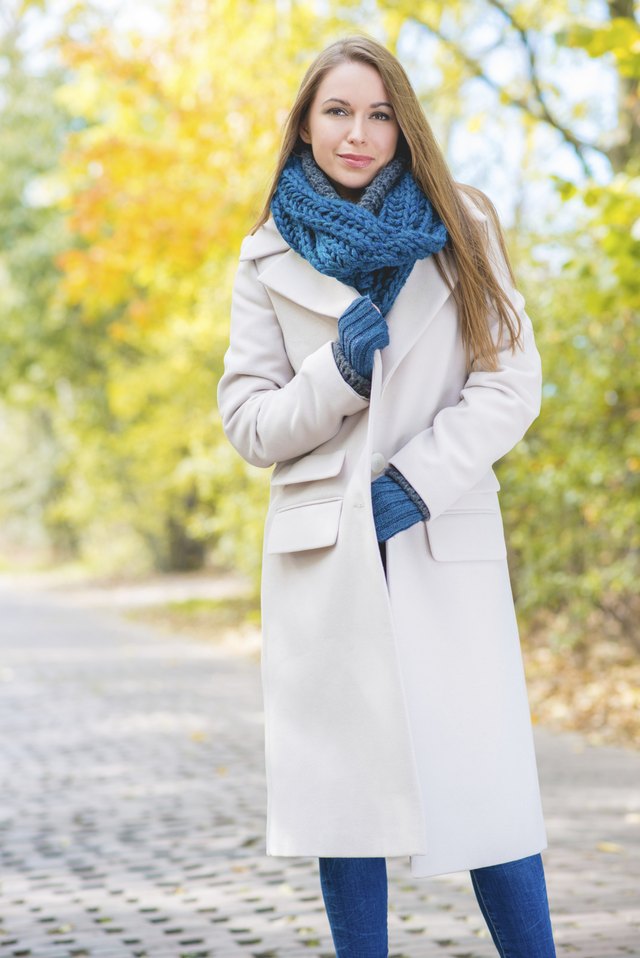 Young woman wearing wool coat
