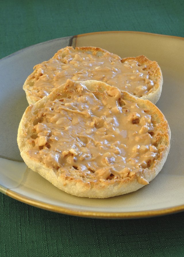 English muffin with peanut butter