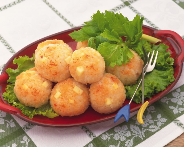 Add rice balls, such as these fried rice balls, to your baseball party.