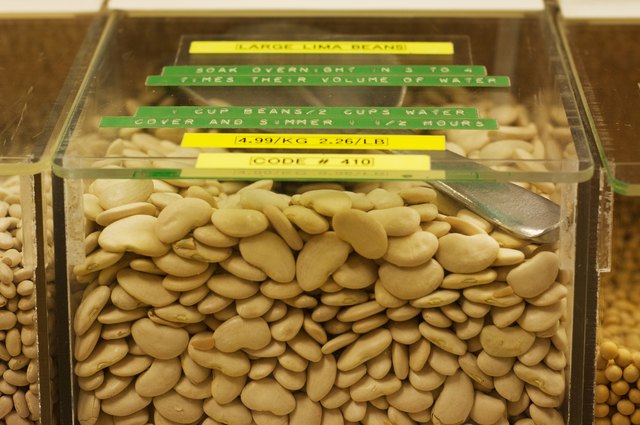 Lima beans for sale at a market.