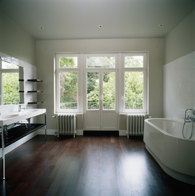 Contemporary bathroom with ceramic flooring