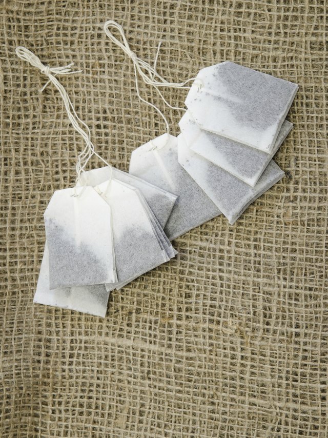 tea bags on hemp fabric