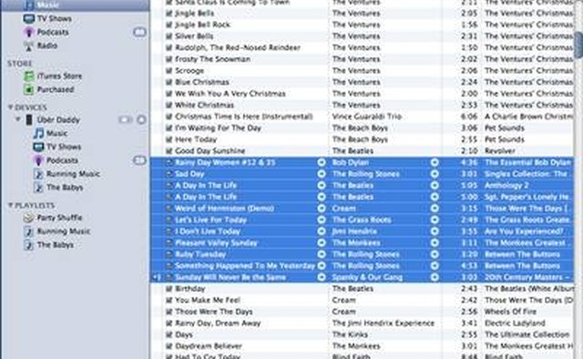 Selecting mulitple songs.