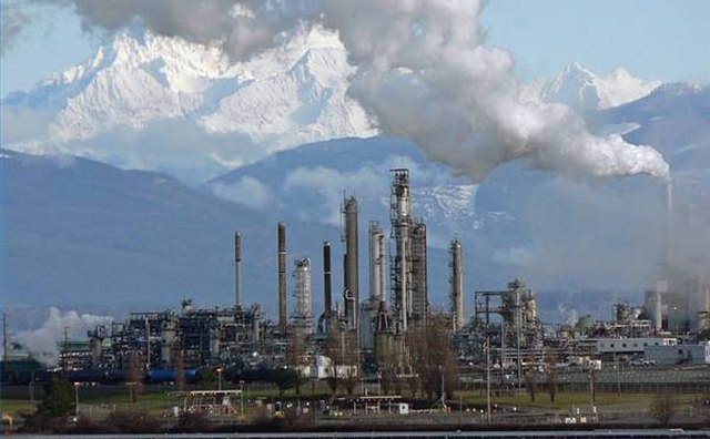 An oil refinery.