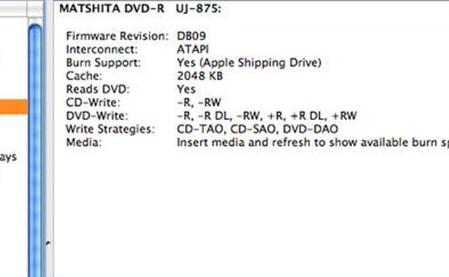 Drive Information Showing DVD Burning Capability