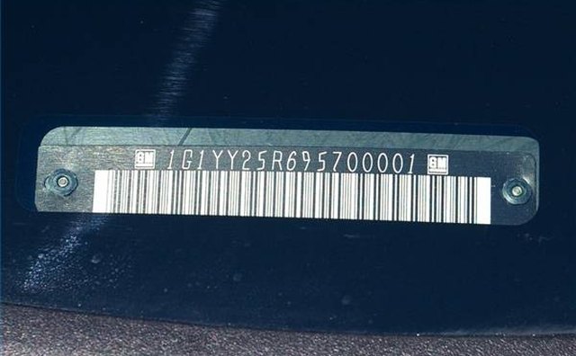 The VIN plate will look similar to this.