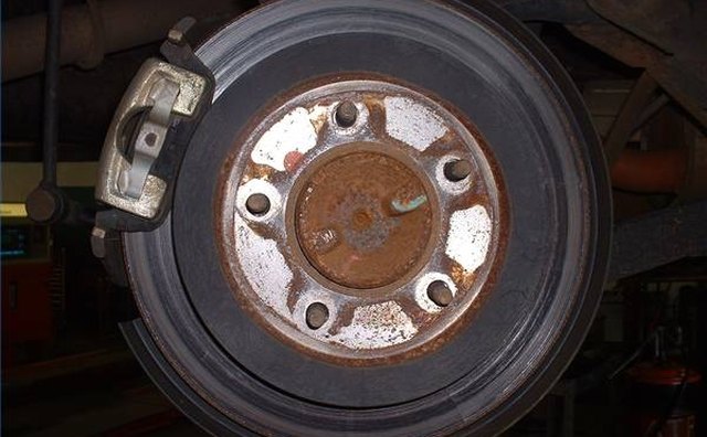 A rusted rotor that needs turning