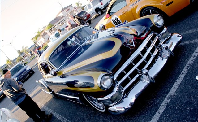 Sometimes bigger means a better lowrider, such as this postwar Cadillac