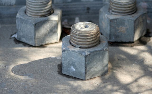 Large bolts and nuts used in construction