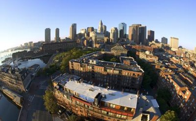 Aerial view of Boston, Massachusetts.