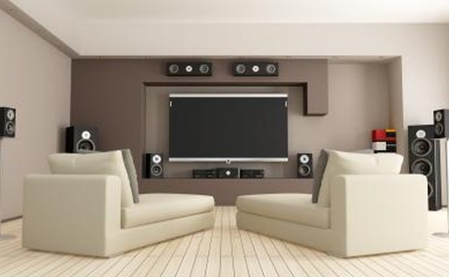 Home theatre system with speakers.